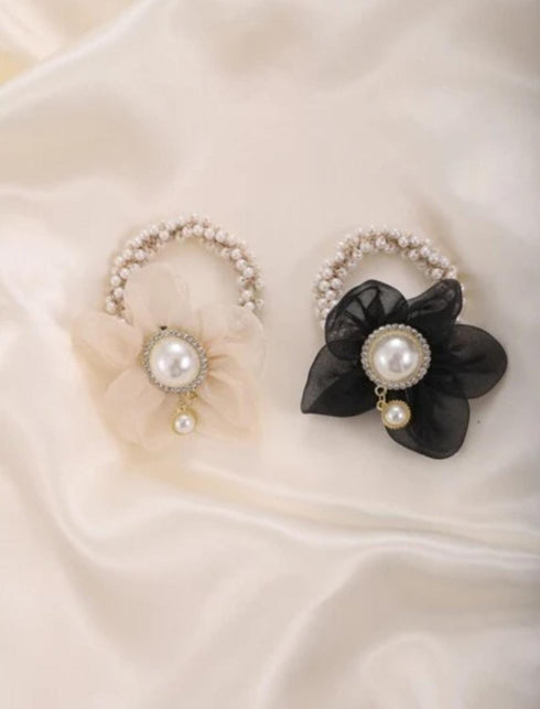 Flower & Faux Pearl Decor Hair Tie